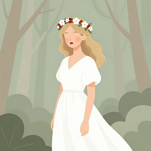 Serene Young Woman in Floral Crown