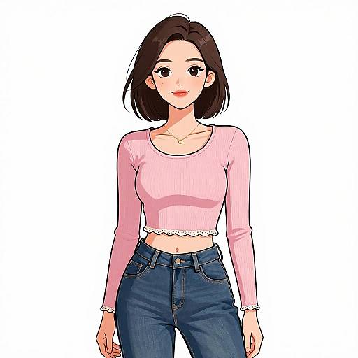 Smiling Woman in Casual Pink Top