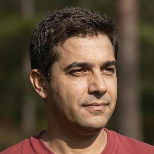 Sunlit Middle-Aged Man in Forest