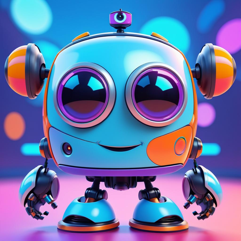 Playful Disney-Style Robot Cartoon Face