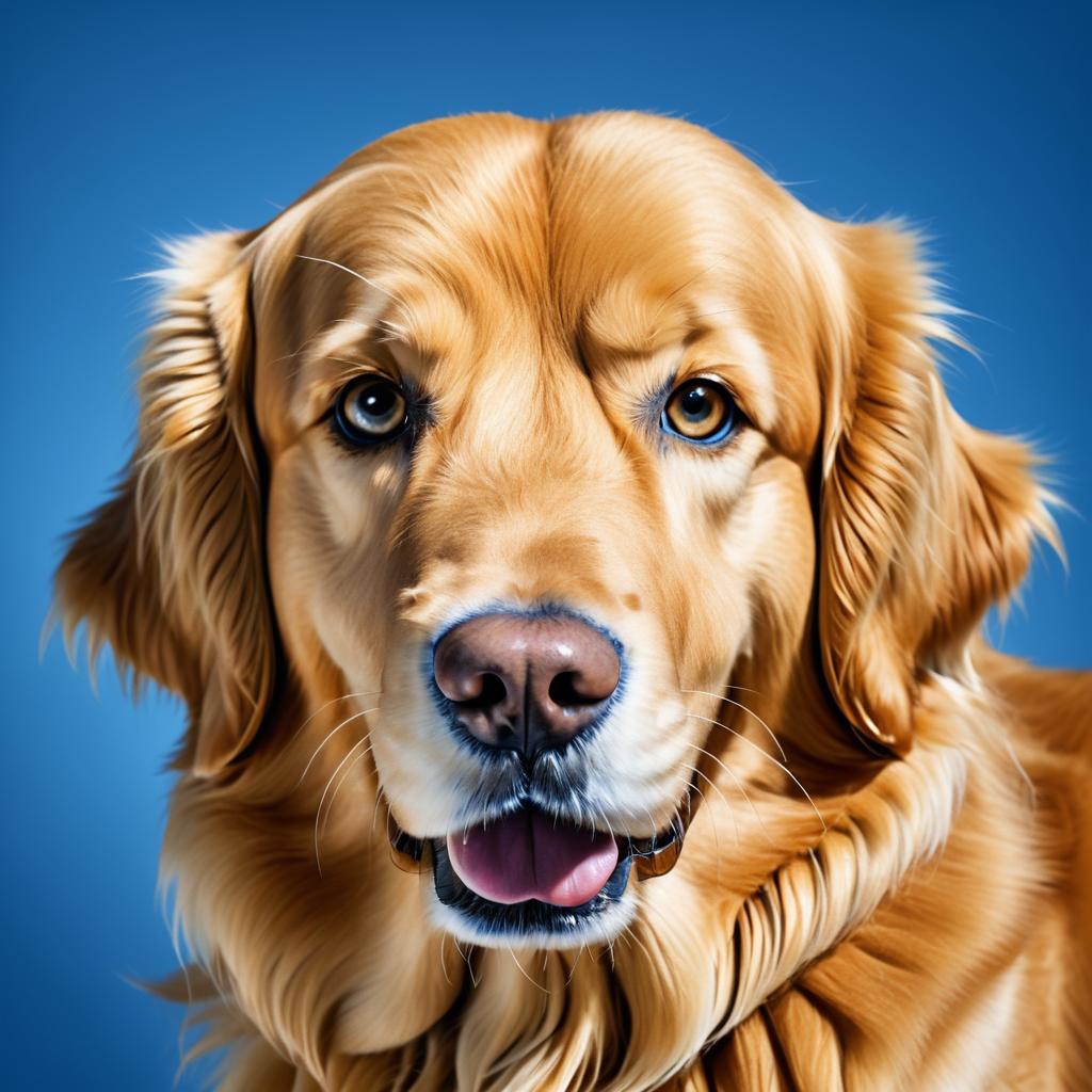 Realistic Golden Retriever Portrait on Blue