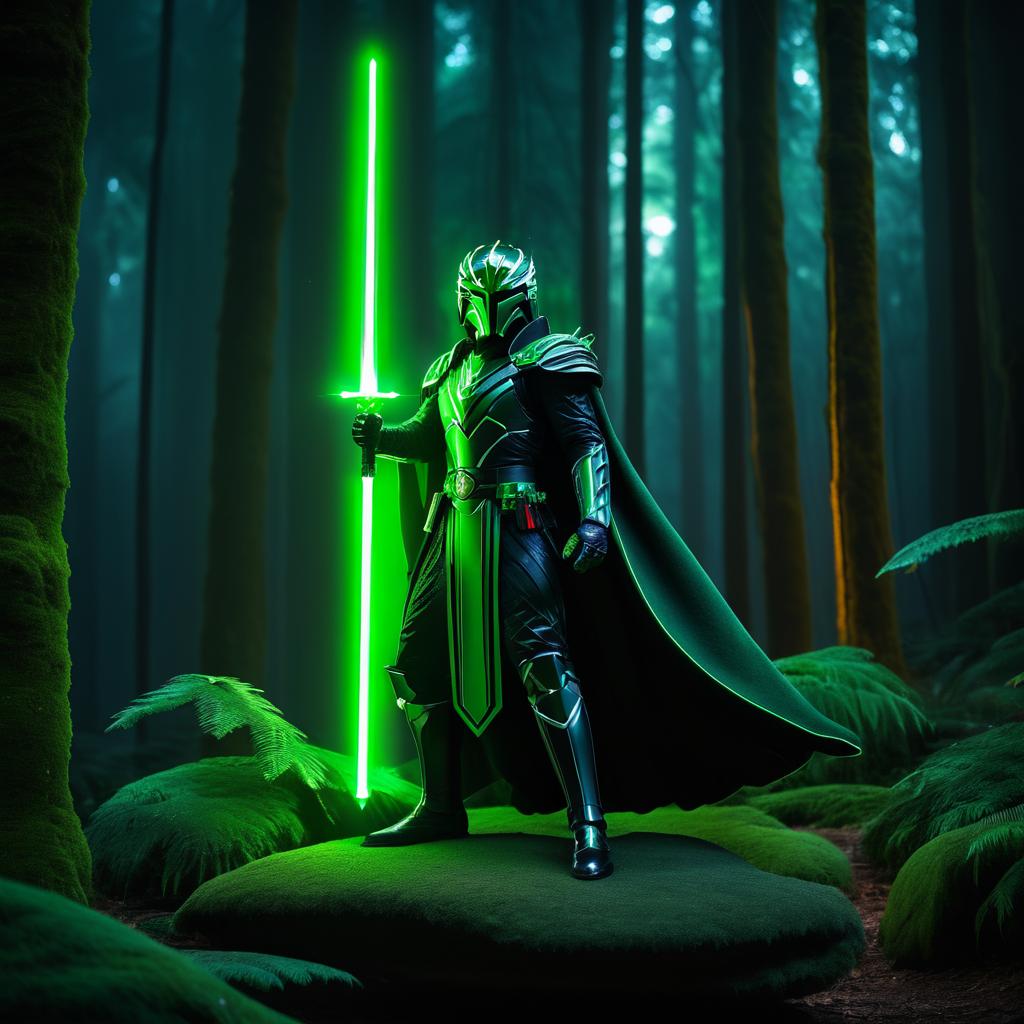 Majestic Phoenix with Lightsaber in Forest