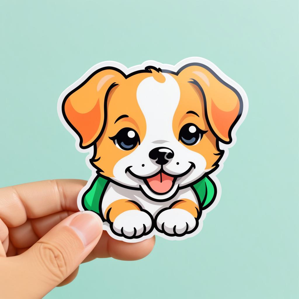 Cheerful Playful Puppy Sticker Design