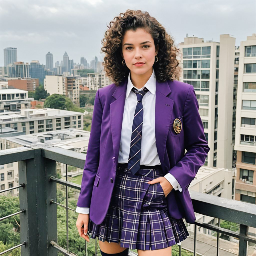 Rebellious Rooftop Fashion in Purple