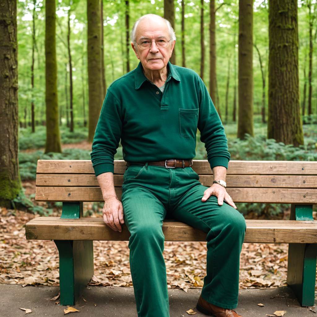 Elderly Man in Casual Forest Setting