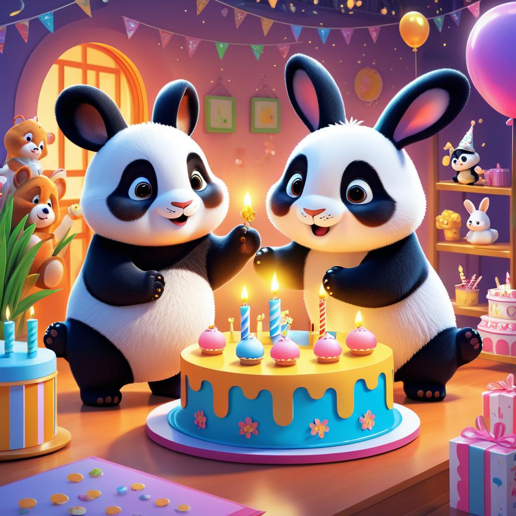 Cute Animals Birthday Celebration Illustration