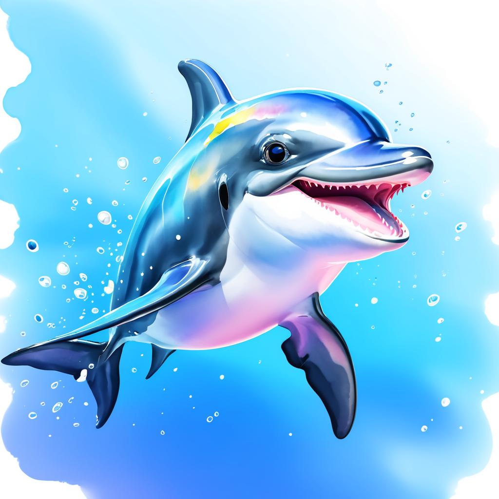 Adorable Watercolor Dolphin Illustration