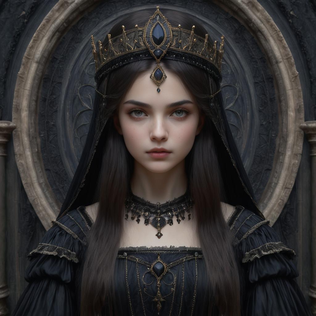 Somber Gothic Princess in Classical Style