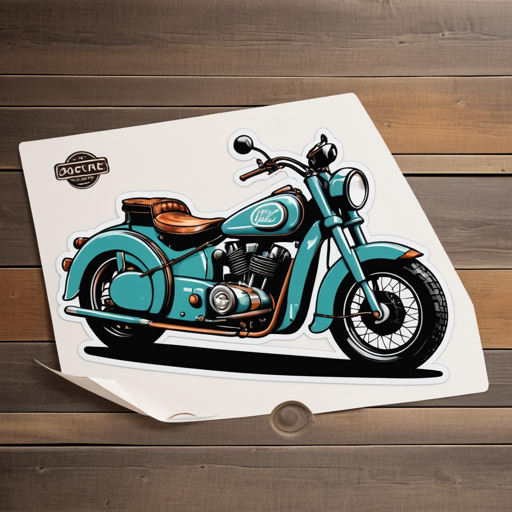 Quirky Rustic Three-Wheeled Motorcycle Decal