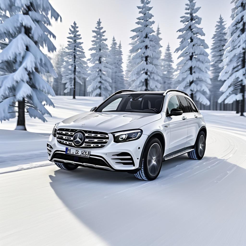 Mercedes-Benz GLC on Snowy Scenic Road