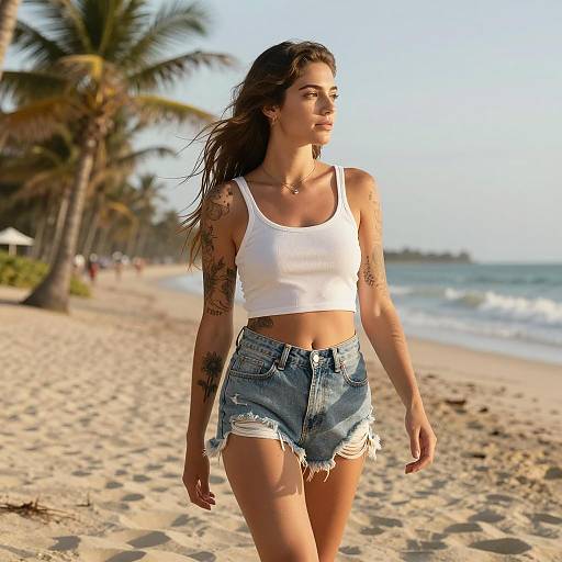 Serene Beach Walk at Golden Hour