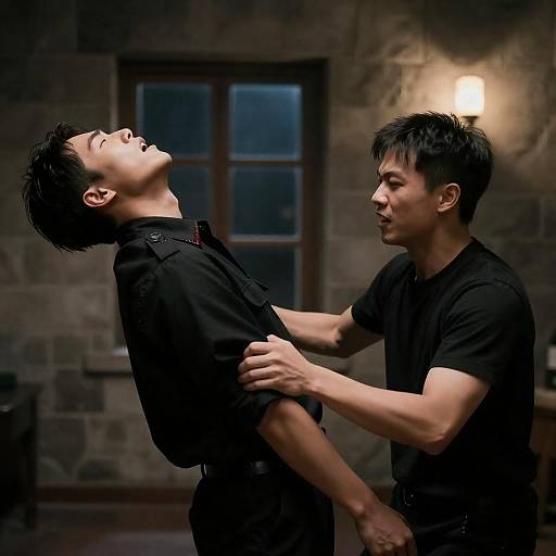 Tension in a Dimly Lit Room