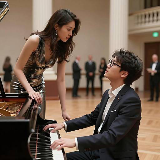 Elegant Duo at the Grand Piano