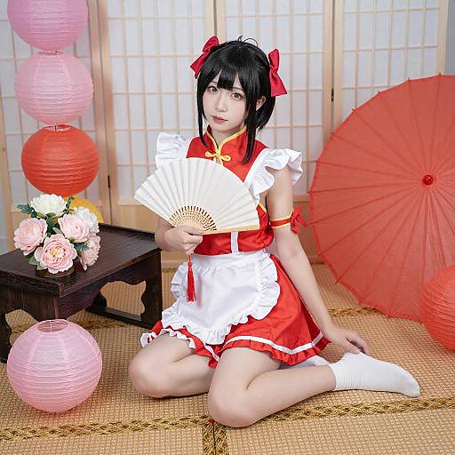 Young Asian Woman in Frilled Cosplay