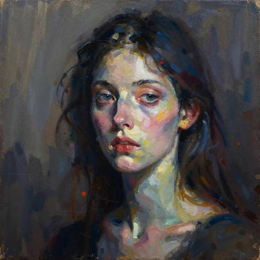Avant-Garde Melancholic Woman Portrait