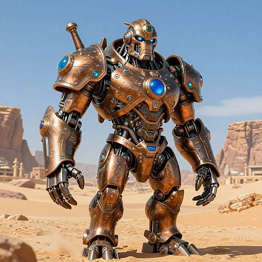 Mechanical Ogre Guardian in Desert