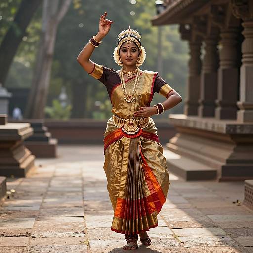 Indian Woman in Traditional Kolattam Dance Costume