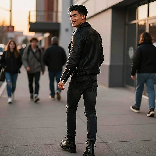 Edgy Young Man Walking Urban Street