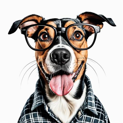 Goofy Dog Wearing Glasses and Flannel Shirt