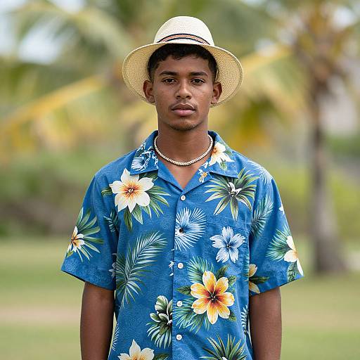 Realistic Hawaiian Party Outfit Portrait