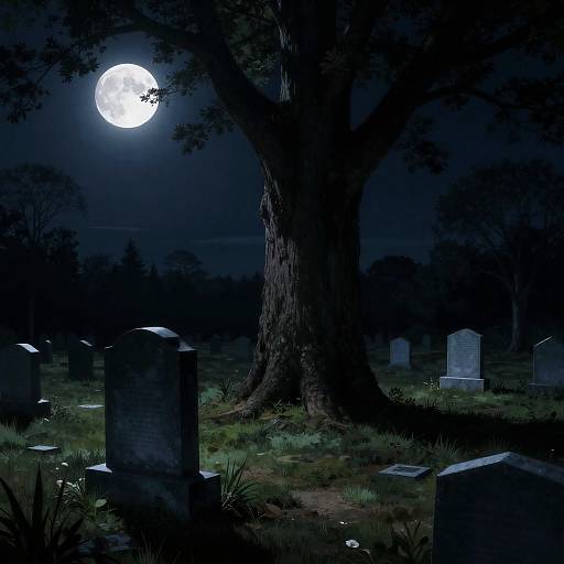 Moonlit Graveyard Beneath Sequoia