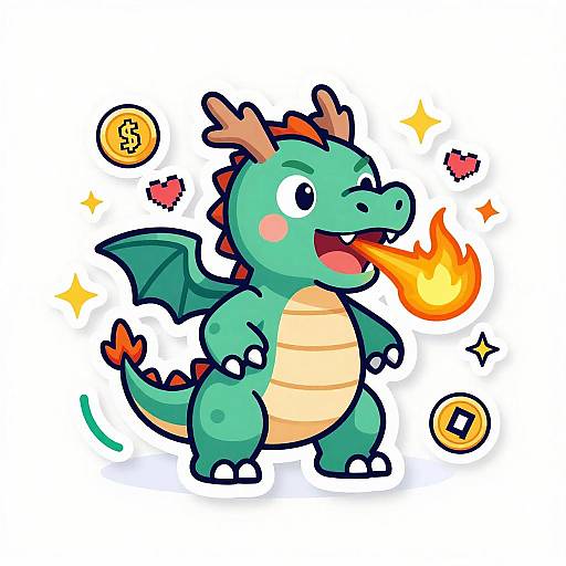 Retro Gaming Dragon Sticker Design