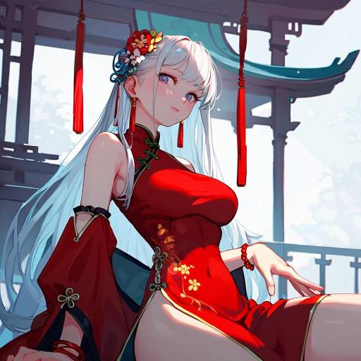 Elegant Girl in Traditional Chinese Attire