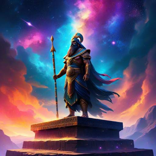 Ancient Warrior Standing on Stone Pedestal