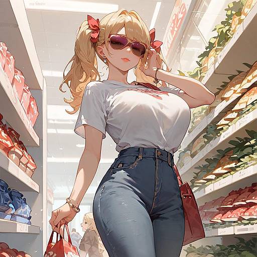 Blonde Girl with Twintails at Mall