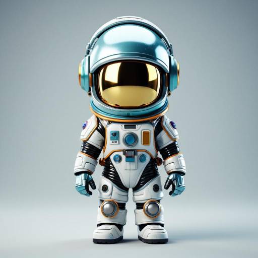 Tiny Cute Astronaut in Shiny Space Suit
