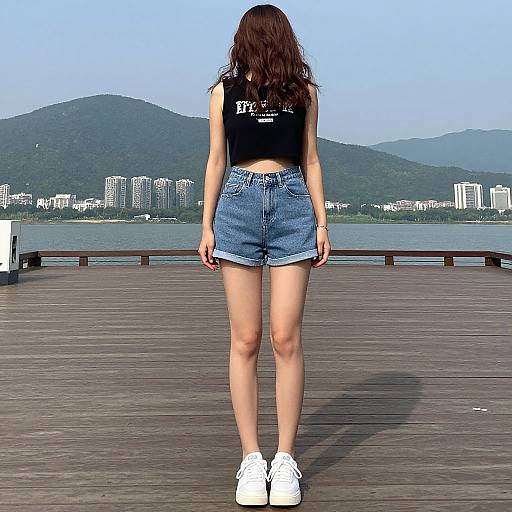 Casual Streetwear Woman on Dock