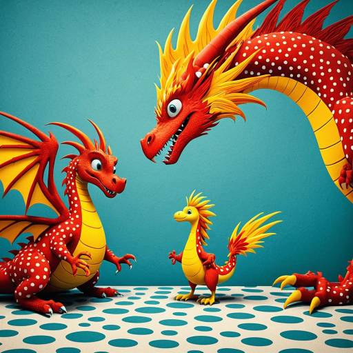 Dr. Seuss-style Playful Dragons Illustration