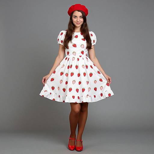 Young Woman in Strawberry Dress