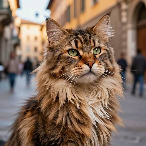 Italian Long Hair in Vibrant Street Scene