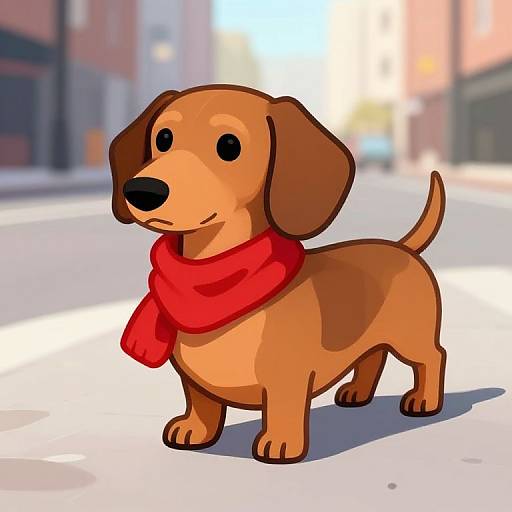 Playful Long-Legged Dachshund Cartoon