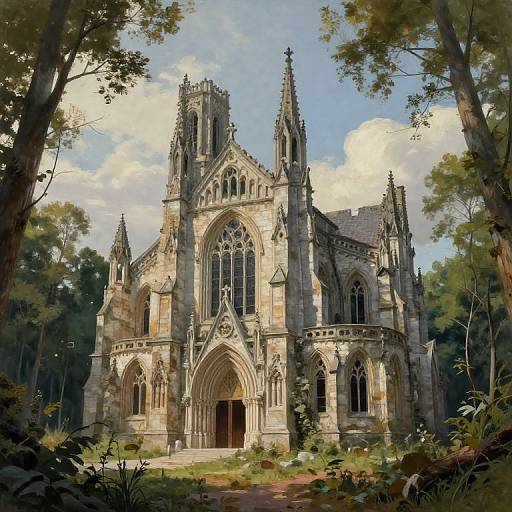 Romantic Gothic Church Ruin Painting