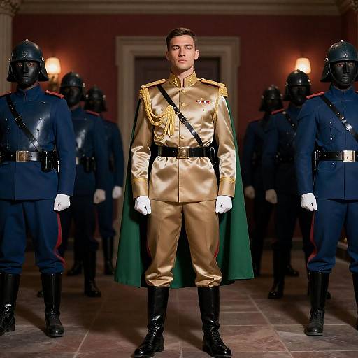 Gold-Trimmed Commander with Green Cape