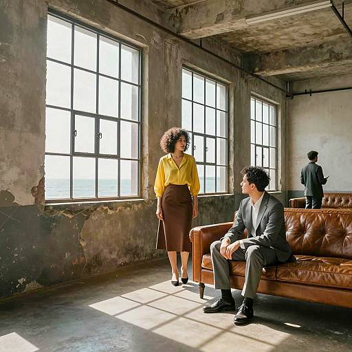 Industrial Room Scene with Two People