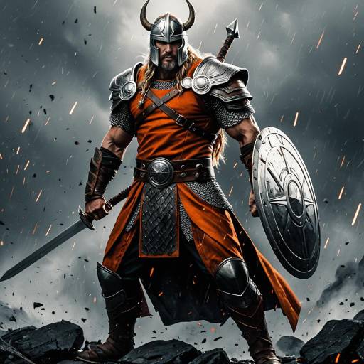 Fierce Norse Warrior with Sword and Shield