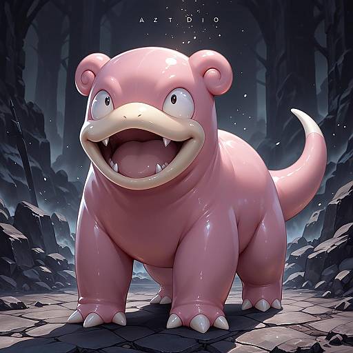 Illustration of Slowpoke, pokemon in the style of Aztodio