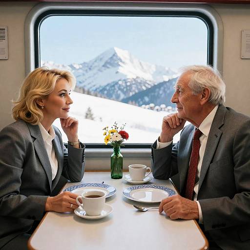 Intimate Dining Scene in a Train