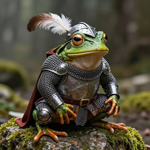 Heroic Frog in Medieval Armor