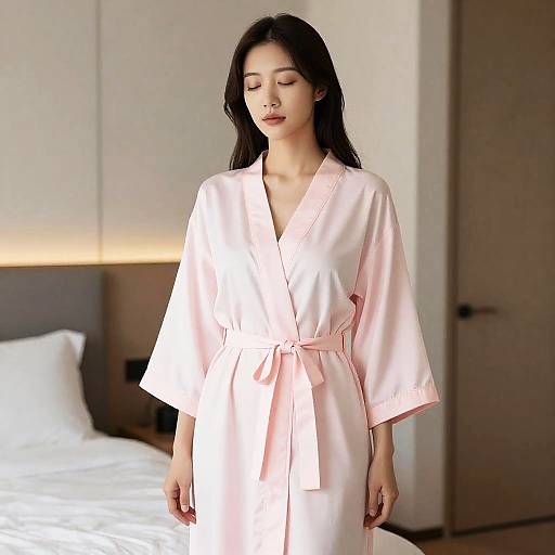 Woman in Pink Sleepwear Robe