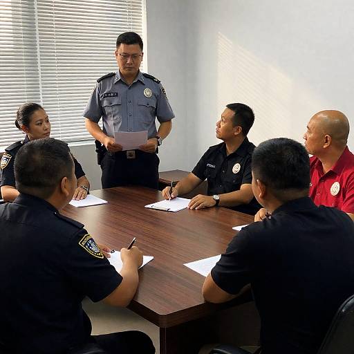 Police Meeting in Bright Office Setting