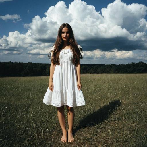 Realistic Outdoor Scene with Girl in Dress