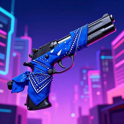 Cyberpunk Gun with Blue Bandana