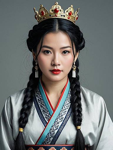 Asian woman in traditional Chinese costume with crown