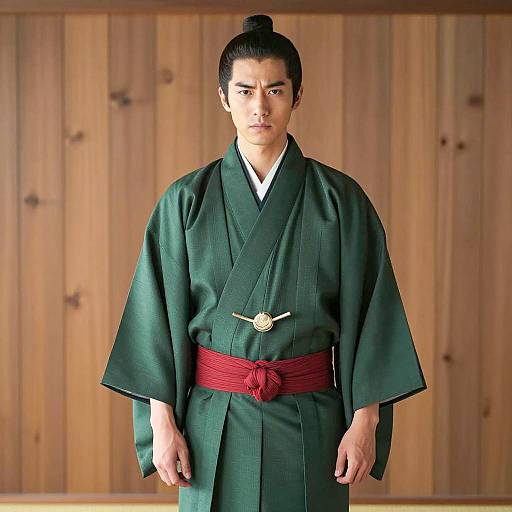 Elegant Young Man in Traditional Kimono