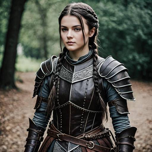 Medieval Female Warrior in Leather Armor
