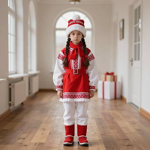 Young Girl in Festive Russian Costume